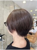 大人可愛いショートナチュラル丸みグレージュカラー30代40代50代