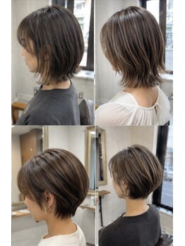 髪質改善Lino hair/縮毛矯正/白髪ぼかし/ハイライト/メンズカット【リノヘア】の写真/自分に似合うショート・ボブ♪どの角度から見ても綺麗なシルエットにこだわったヘアスタイルで美フォルム