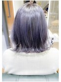 ネイビーカラーアッシュブリーチデザインカラー☆ショートボブ