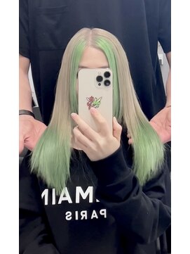 ロウル 渋谷(LOWRL) ミントグリーンデザインカラー/ブリーチ/ダブルカラー