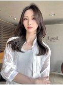 韓国/くびれヘア/顔周りカット/グレージュカラー534