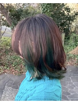 ルプラ ガーデン(le-pla garden) インナーカラー#グリーン#ダブルカラー#ブリーチ#豊橋#豊川#田原