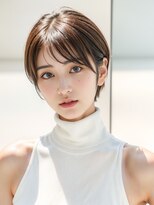 ムウ 難波(MOU)&nbsp;ショートボブルフ黒髪ネビージュ小顔ワンレン20代30代40代50代