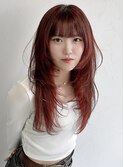 韓国ハイレイヤーカット×ワインレッドカラー/20代/30代/40代
