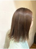 透明感カラー★ハイライトミルクティーベージュ外ハネボブ