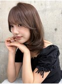 美髪ワンカールレイヤーミディアムシースルーバングヘア
