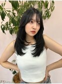 韓国ヘア/前髪あり/顔まわりカット/暗め透け感カラー