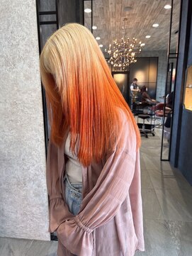 アース コアフュールボーテ 熊谷店(EARTH coiffure beaute) ブロンドオレンジ_ハイトーン_ダブルカラー_ワンホンヘア