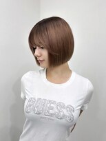 ロムーク 表参道(LOMKH)&nbsp;ミニボブタッセルボブ顔周りレイヤーオリーブベージュグレージュ