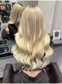☆プルエクステで金髪ロングヘアに