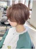 ショートボブ/ミルクティーピンク/ピンクベージュ/愛されヘア