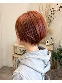 大人ガーリー大人可愛いショートボブ×コーラルブラウン