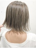 3Dカラーインナーハイライト切りっぱなしボブモードヘアウルフ