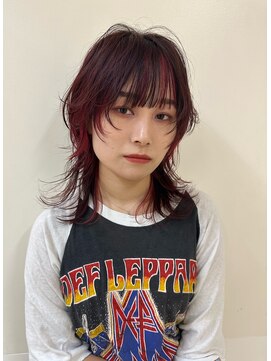 パーク(PAAQ) 【paaq田中智大】ウルフカット×デザインカラー（レッド）
