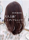 大人上品ミディアムレイヤー/ピンクベージュ/髪質改善☆