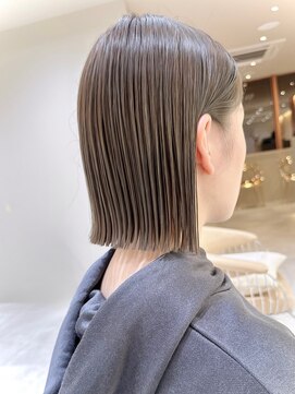 サンド 名古屋(sand) ホワイトグレージュミニウルフデジタルパーマチェリーブラウン