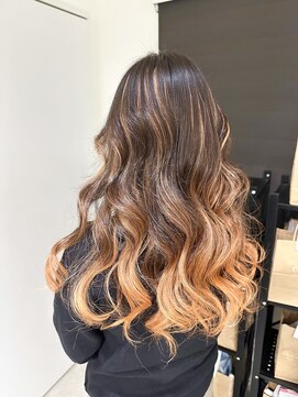 オレンジバレイヤージュ