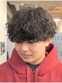 原宿波巻きスパイラルパーマメンズカットラウンドマッシュ無造作