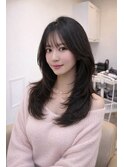 韓国レイヤー ロング 暗髪 春カラー