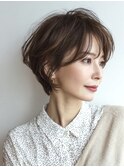 大人ショートレイヤー白髪ぼかし脱白髪染め40代50代60代原宿