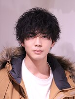 ネイビー(NAVY)&nbsp;ショートウルフ 束感ウェーブパーマ