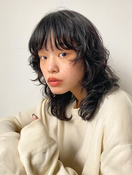 ナリー(Nary) wolfperm × 透明感 暗髪カラー