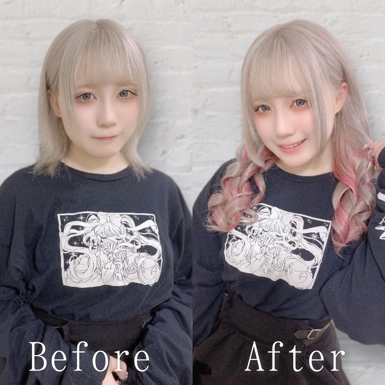 ホワイトピンク#シールエクステ#イメチェン#韓国#エクステ#広島