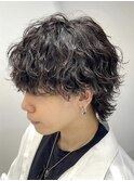 波巻きスパイラルパーマツーブロックツイストパーマメンズヘア