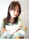 ミディアムレイヤーカットボブウルフ/10代20代/インナーカラー