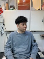 メリケンバーバーショップ フクオカ(MERICAN BARBERSHOP FUK)&nbsp;べリーショートダークアッシュニュアンスパーマ韓国マッシュ