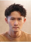 ビジネスショートメンズマッシュツイストパーマツーブロック