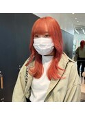 韓国/ダブルカラー/ケアブリーチ/オレンジピンク