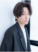 束間ツーブロックマッシュ/センターパート/ツイスト/ビジネス