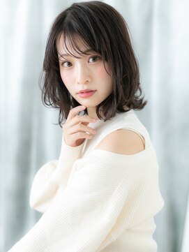 ドクターズ サロン ラブ(Dr's Salon LAB) 大人可愛いアッシュブラック外ハネボブウルフk古河20代30代40代