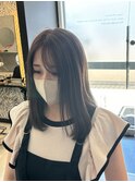 透明感アッシュネビージュ黒髪ロブヘア