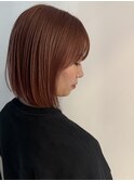 ピンクベージュ/ミニボブ/