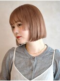 フェイスレイヤー 切りっぱなしボブ ワイドバング ベージュ