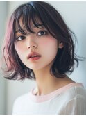 大人可愛いパーマボブ/インナーカラー/髪質改善/韓国/ブリーチ