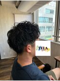 アップバングショート×パーマ【TELA HAIR南行徳】