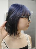 !ブルーブラック青髪ブルーカラーネイビーブルー#原宿