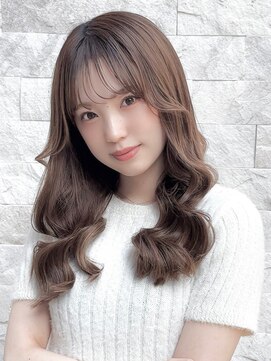 リバース巻き・トレンドカラー・ロングヘア・韓国風巻き・立体感