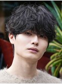 メンズシースルーマッシュニュアンスパーマシャドウパーマテテ風