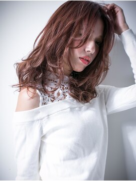 モッズヘア 越谷(mod's hair) センターパートショコラピンク小顔ハイライトv越谷10代20代30代