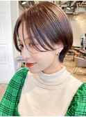 暖色カラー×束感ショート×小顔立体カット