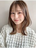 美髪ワイドバングイメチェンミディアムレイヤーa