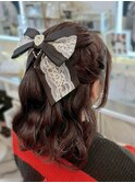 推し活 イベント ライブ 量産型 ハーフアップ×ビッグリボン