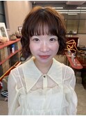 伸ばしかけボブパーマゆるふわプードルパーマ顔周りカット