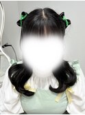 リボンヘア ハーフツイン 推し活 ヘアメ 