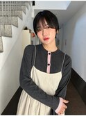 マッシュショート/黒髪/シースルーバング/小顔/束感/透明感