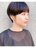 韓国風暗髪マッシュショート/パープルブラウン/20代30代40代